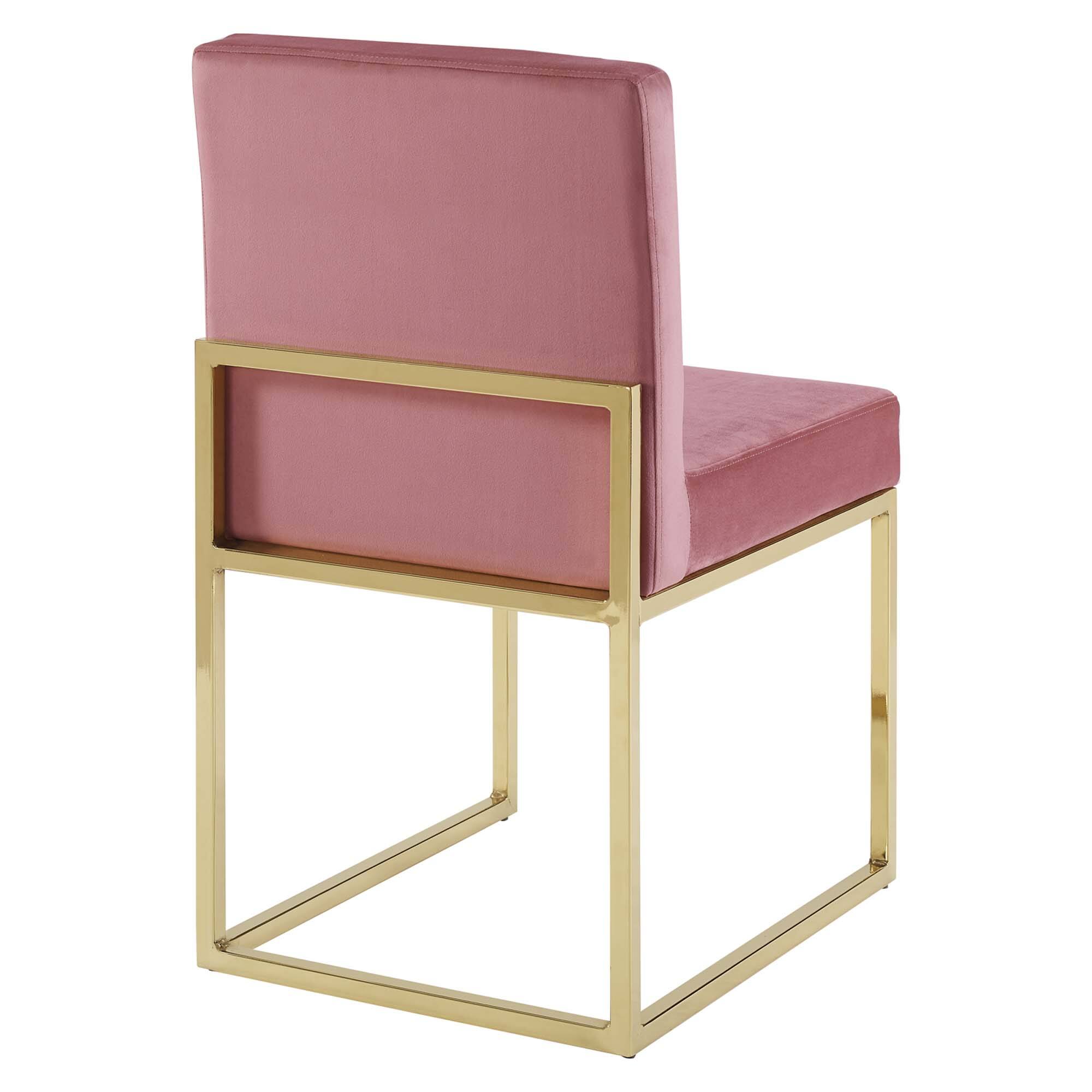 Back. Modway - Carriage Channel Tufted Sled Base Performance Velvet Dining Chair by Modway - Gold Dusty Rose.