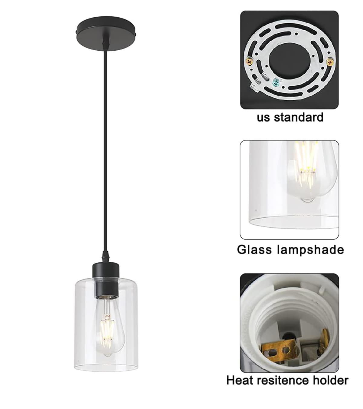- US Standard
- Glass Lampshade
- Heat Resistance Holder