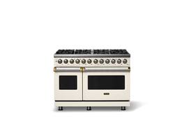 Viking - 48"W. 8 Burner Pro 5 Series 7.3Cu. Ft. Freestanding Sealed LP Dual Fuel Convection Range with Brushed Brass Trim - Pure White