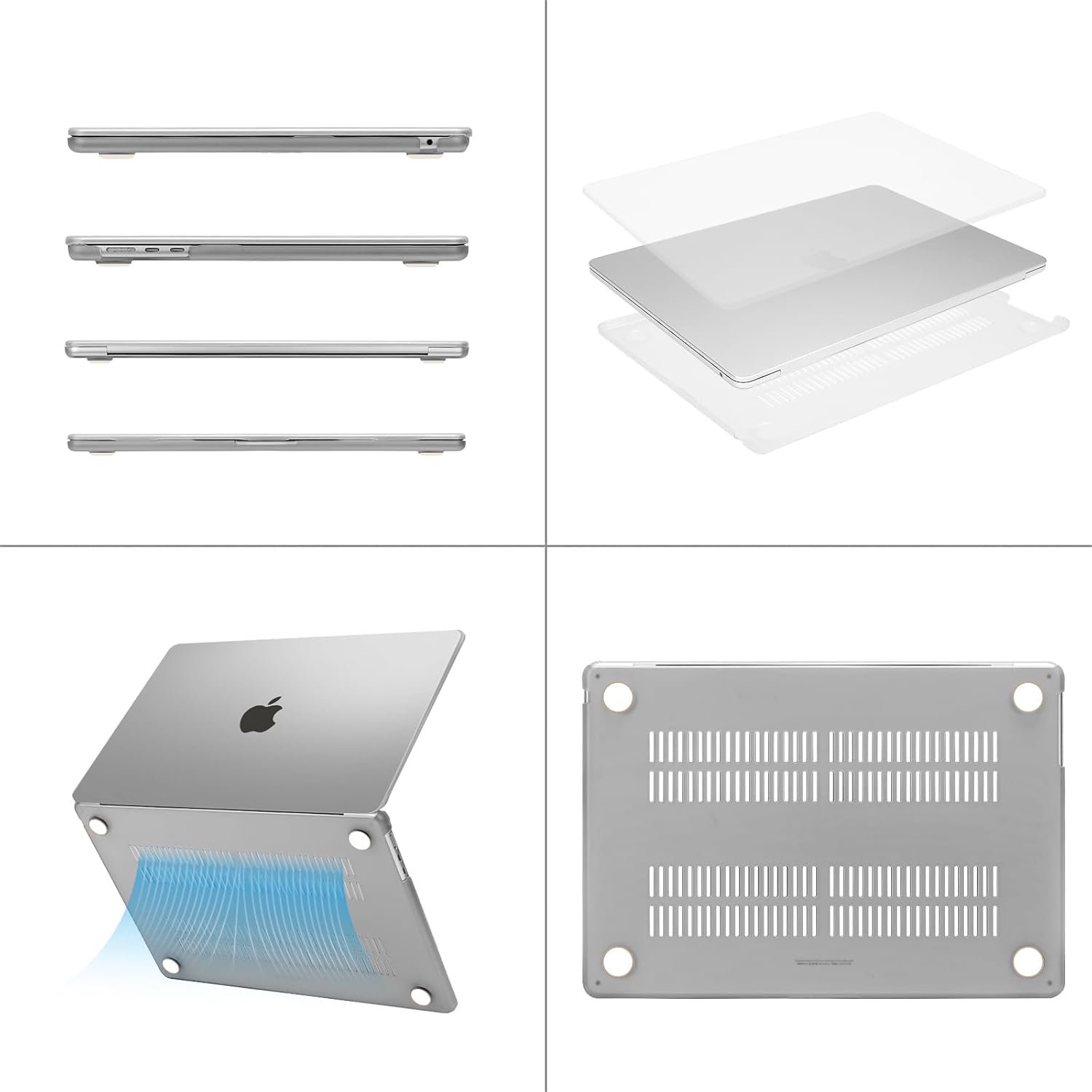 Alt View 1. mosiso - MacBook Air 15 inch Case for models A3448 A3241 A3114 A2941 (2023-2026) - Frost.