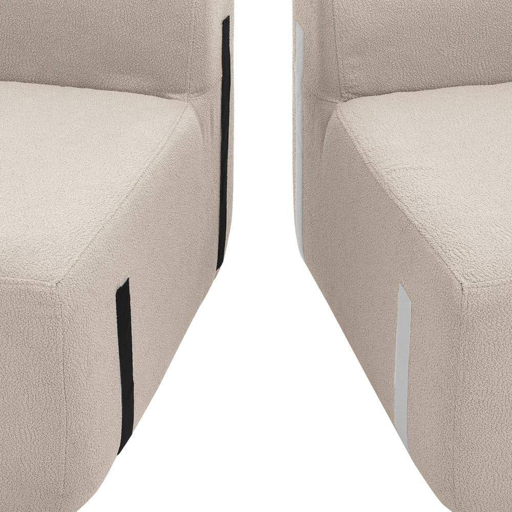 Alt View 5. Kadyn - Curved Sectional Sofa, Lamb's Wool Upholstery with Compression Packaging for Easy Setup, Brown - Brown.