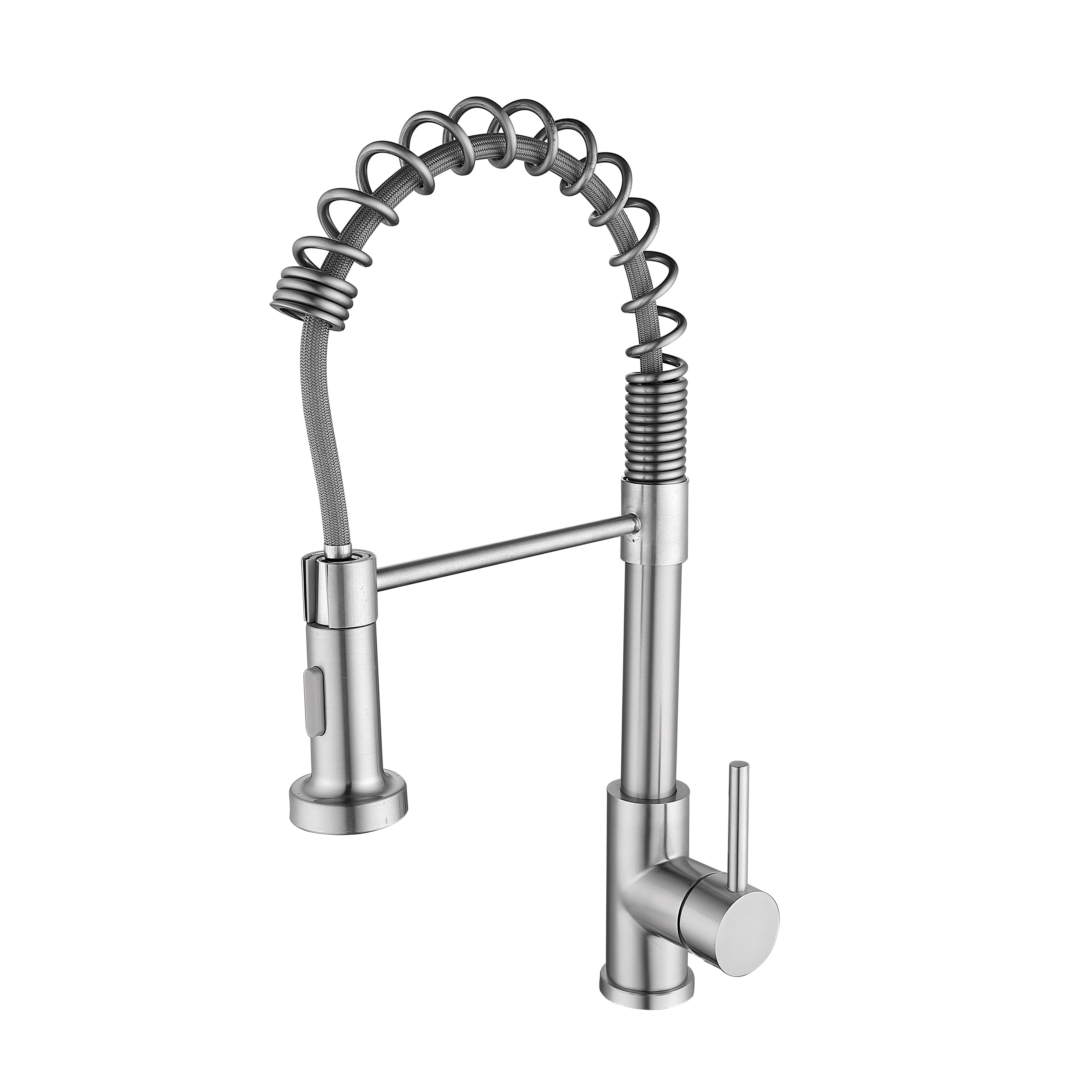Alt View 1. Siljoy - Single Handle Pull Down Sprayer Kitchen Sink Faucet - Brushed Nickel.