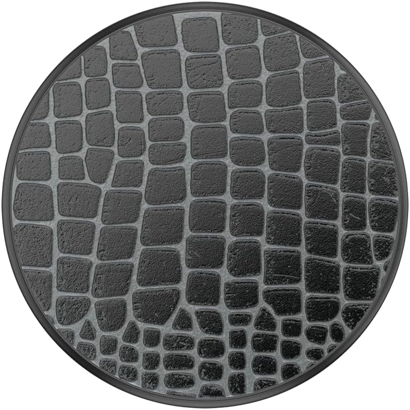 Angle. PopSockets - PopSockets Luxe PopGrip Embossed Metal Croc Black - Black.