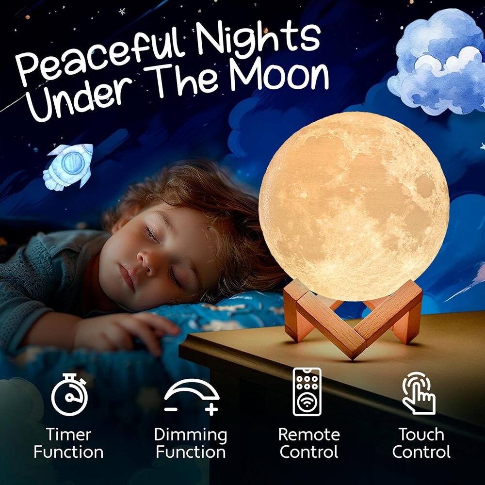 Peaceful Nights Under The Moon

- Timer Function
- Dimming Function
- Remote Control
- Touch Control