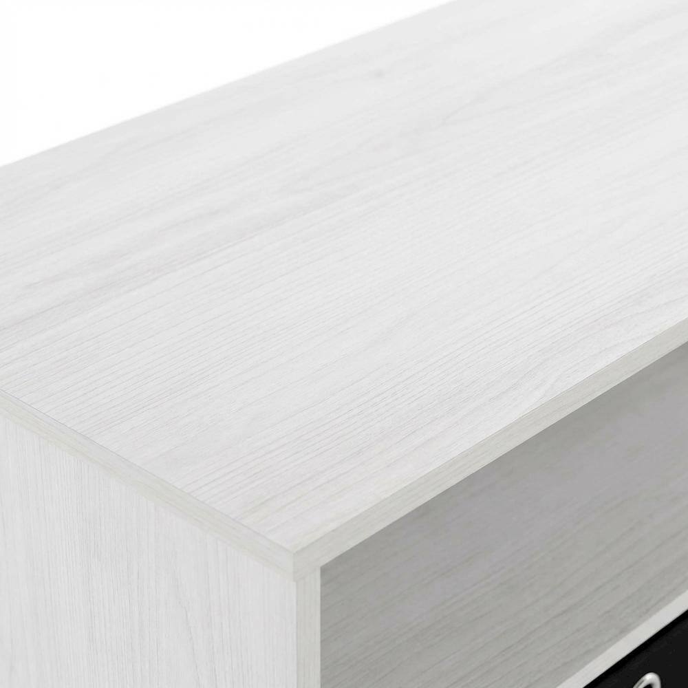 Alt View 4. FurniFact - Wooden TV stand for up to 55 inches with storage bins, White Oak finish - White.