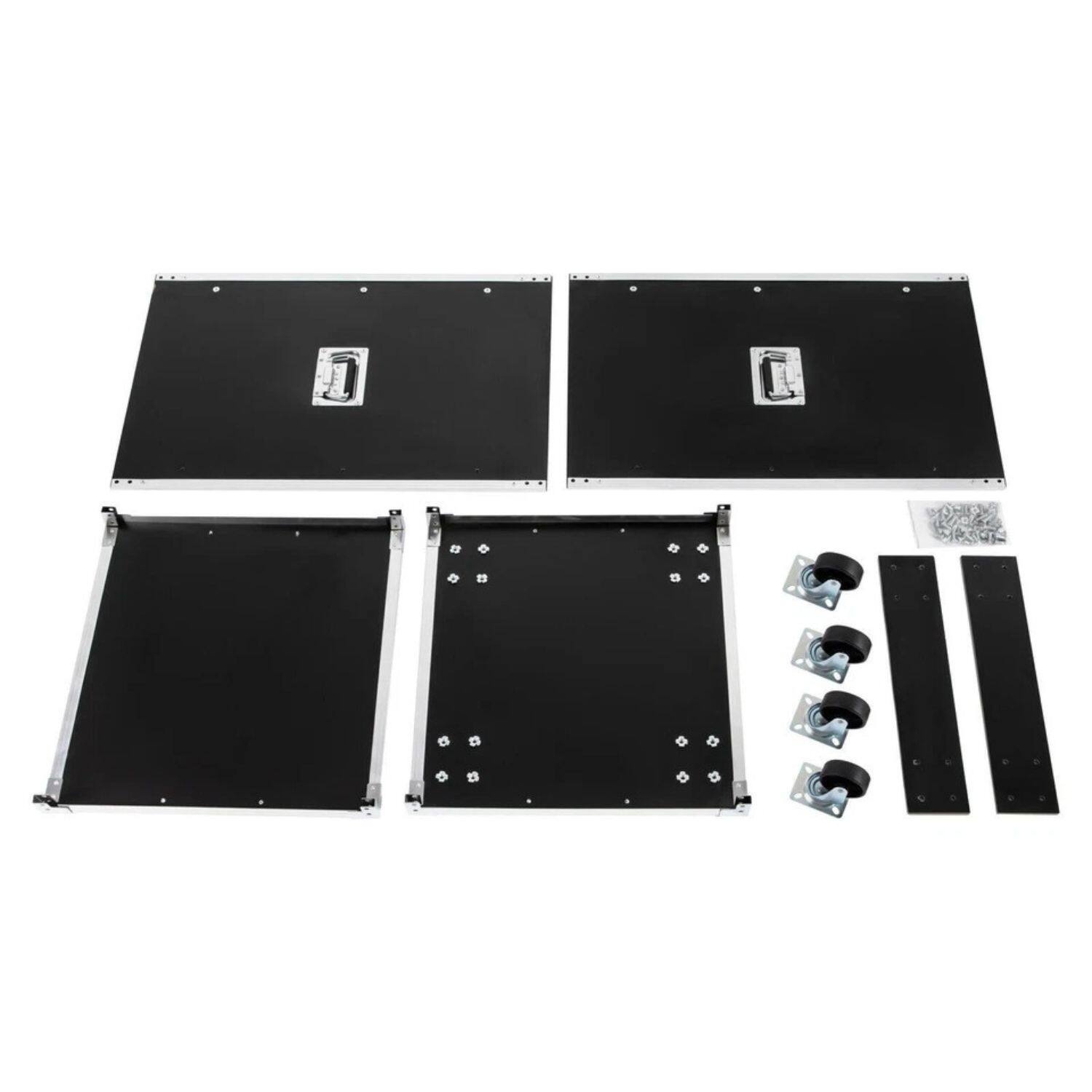 Back. Stock Preferred - 19-Inch 16U Rolling Open Frame Server Rack Cabinet with Casters - Black.