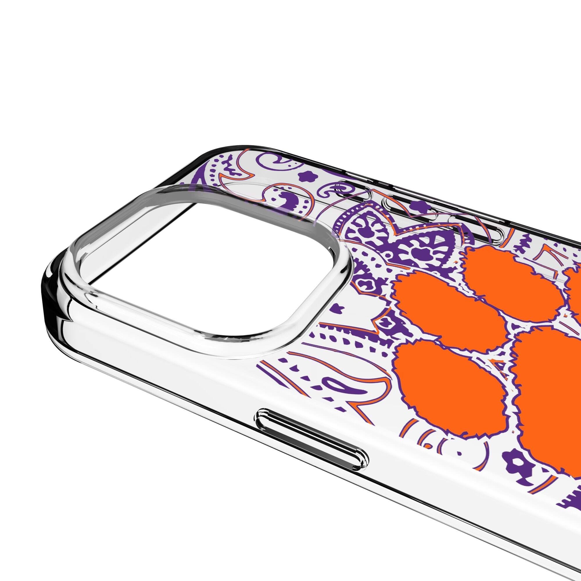 Alt View 2. Keyscaper - Clemson Tigers Paisley iPhone Clear Case - 15 Pro Max - Multicolor.