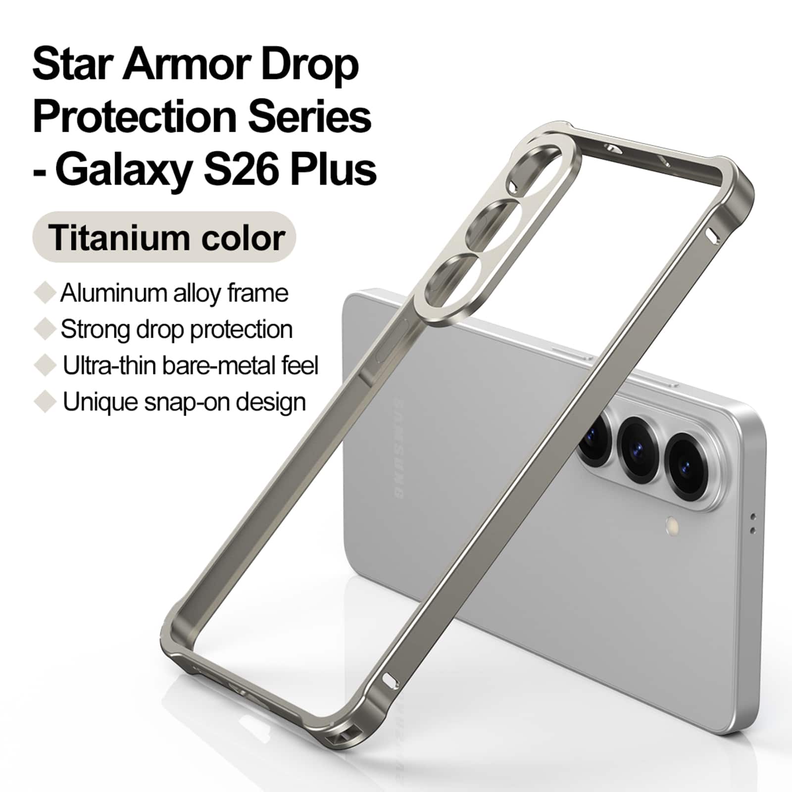 Dteck - For Samsung Galaxy S26+ Shockproof Rugged Aluminum Alloy Bumper Case with Metal Lens Cover - Titanium price history on PriceWatchPro