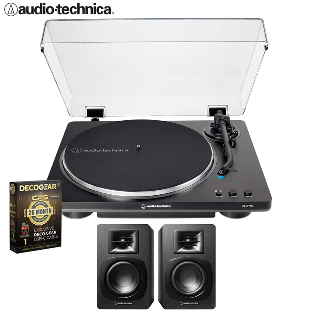 Audio-Technica - AT-LP70X Fully Automatic Turntable w/ AT-SP3X Speaker + 26 Month Protection