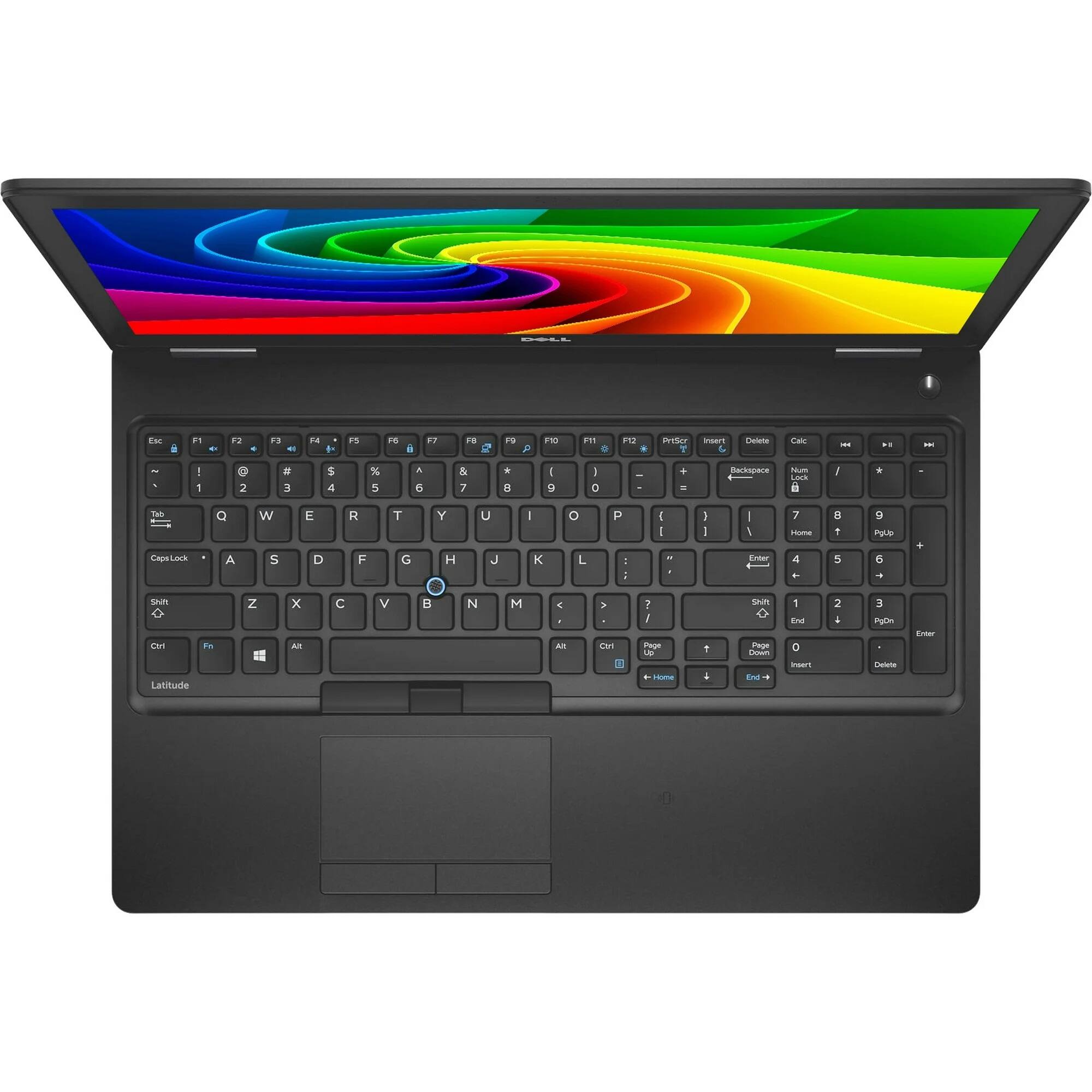 Sure, here is the corrected and grouped text from the image:

```
Esc F1 F2 F3 F4 F5 F6 F7 F8 F9 F10 F11 F12 PrtScn Insert Delete Calc
~ ! 1 2 3 4 5 6 7 8 9 0 - = Backspace Num / * - + Num 0 Num . Num /
Tab Q W E R T Y U I O P [ ] \ Caps Lock A S D F G H J K L ; ' Enter
Shift Z X C V B N M , . / Shift NumLock Home PgUp Page Up
Ctrl Fn Windows Alt Spacebar Alt Tab Ctrl Page Down Page Down
Latitude
```