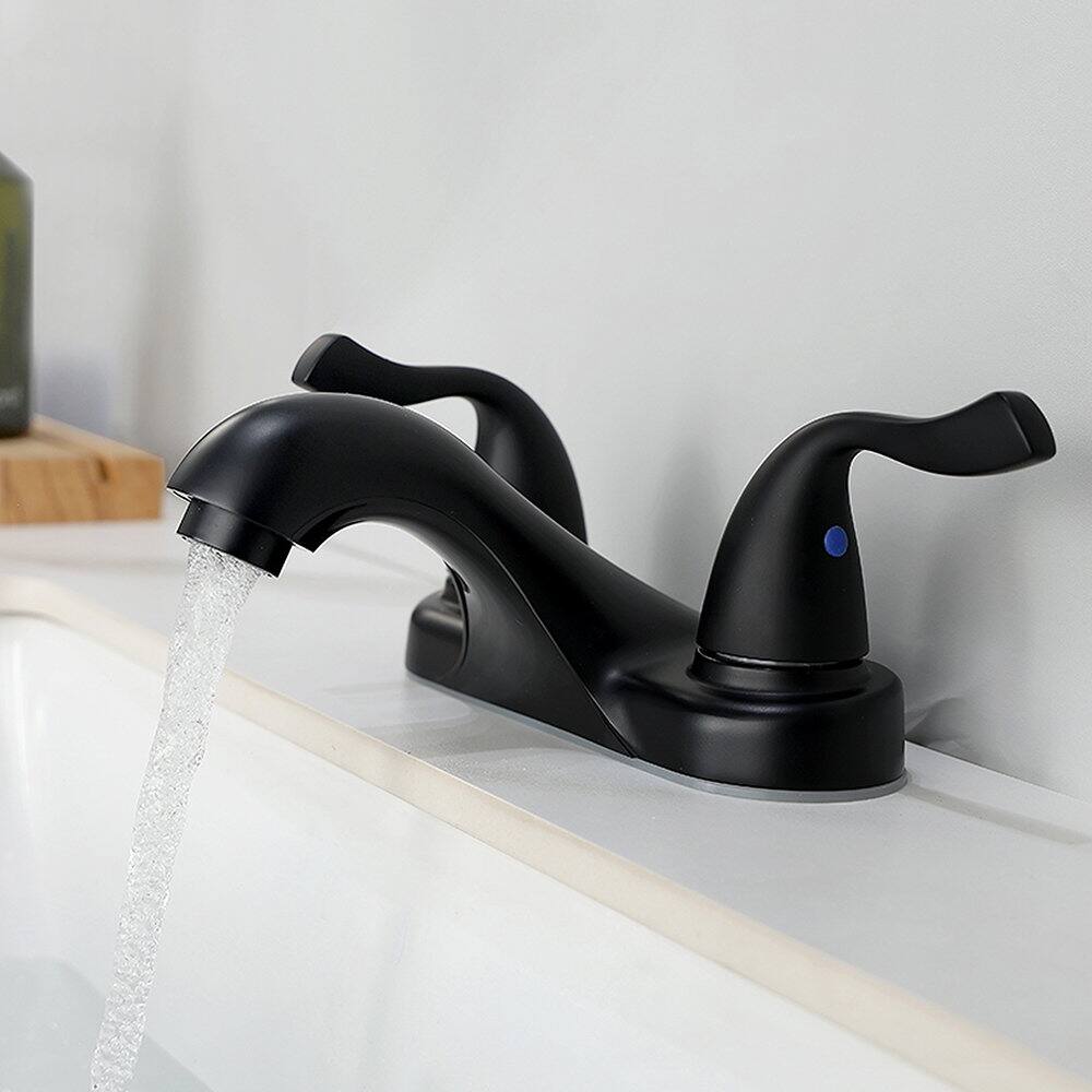 Angle. Bothwa Home - Bothwa Home Two-Handle Bathroom Sink Faucet  Lead-Free cUPC Mixer Double Handle Tap Deck Mounted - Matte Black.