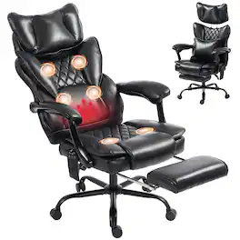 Homcom - Back Vibration Massage Office Chair - Black
