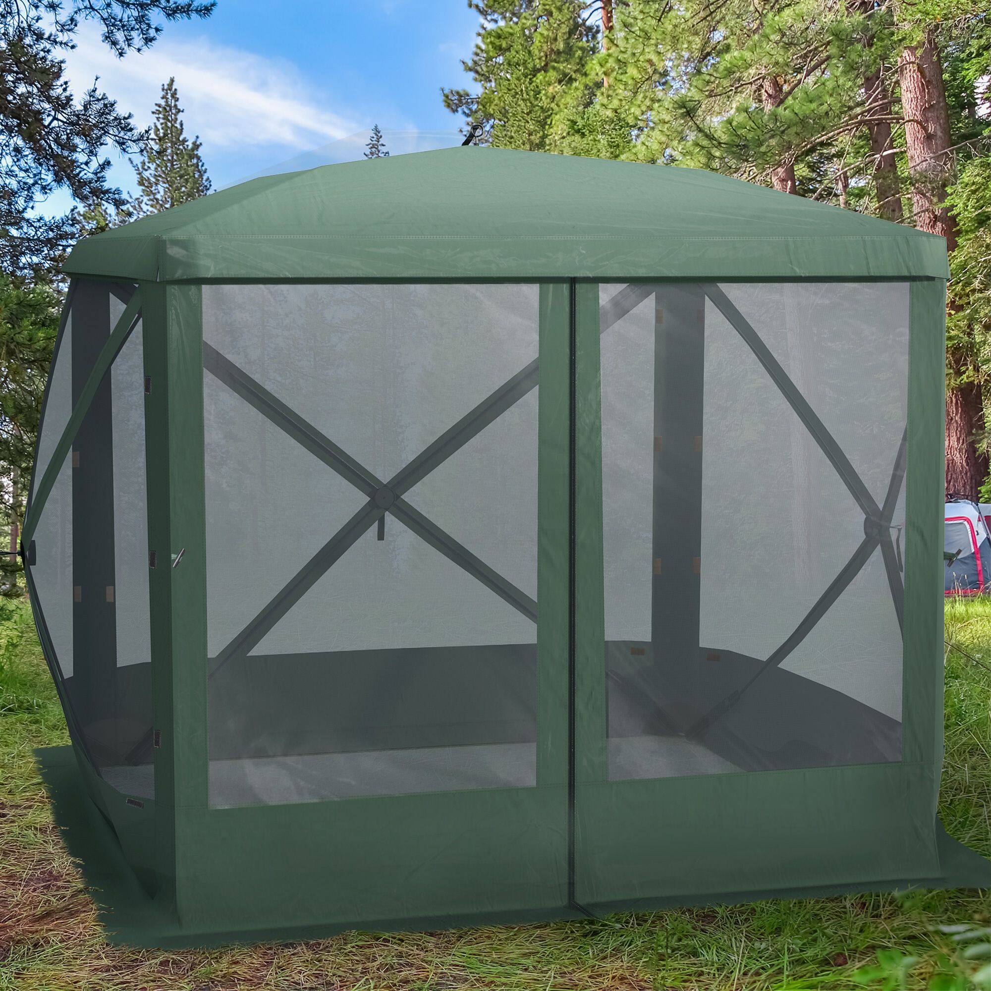 Alt View 6. Loheer - Loheer Pop Up Canopy 7x7 Screen Tent Outdoor Mesh Gazebo Green - Green.