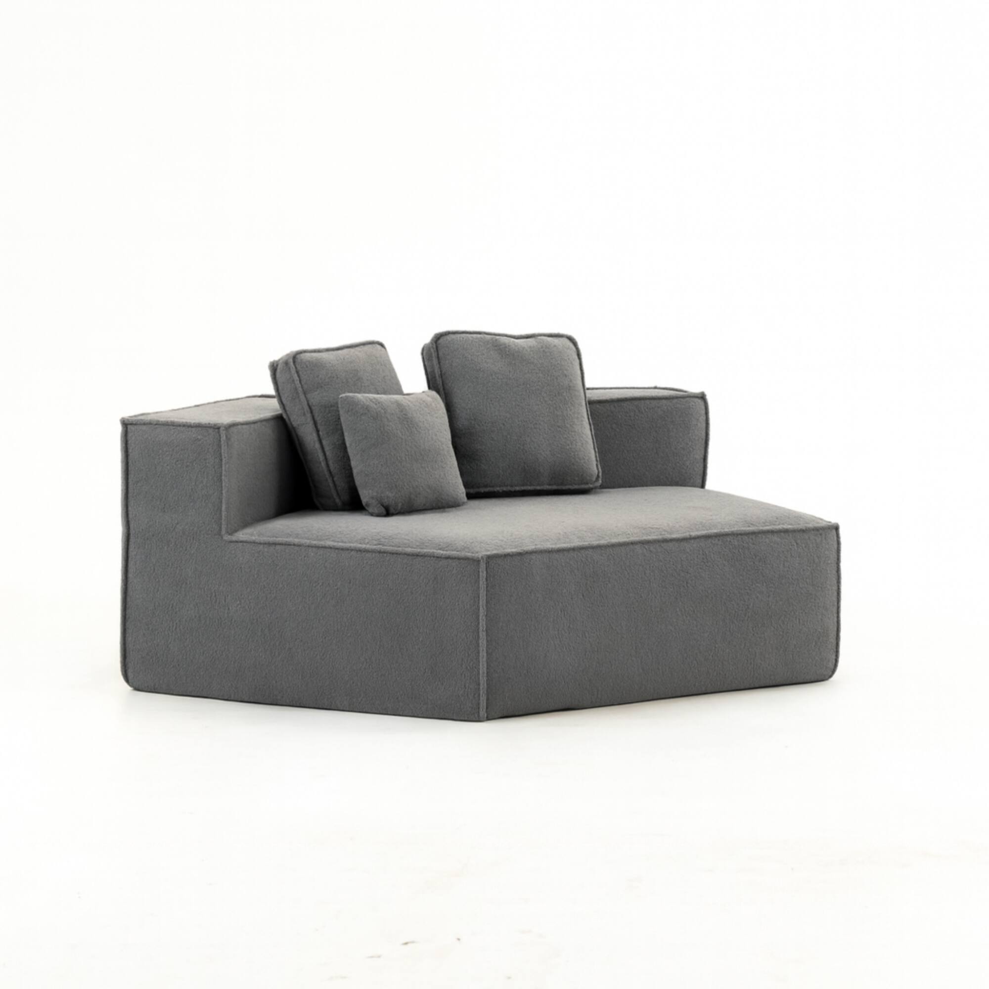 Alt View 5. GOODSILO - Soft Teddy Fleece Single Sofa Chair with Wide Seat and Back Cushions for Cozy Lounging in Small Spaces - Blue Gray.