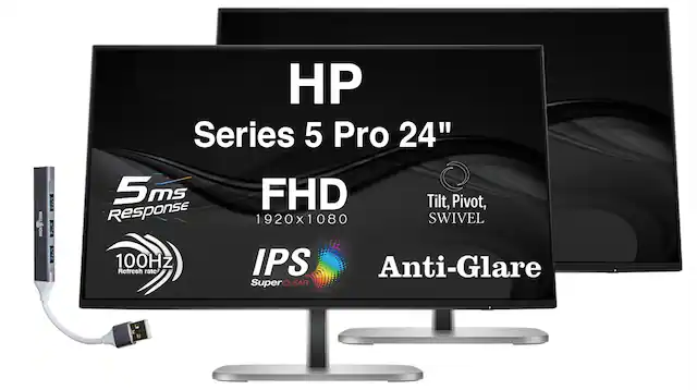 HP Series 5 Pro 24" 5ms FHD Tilt, Pivot, Swivel 1920x1080 100Hz IPS Anti-Glare 5ms Response SuperCLEAR