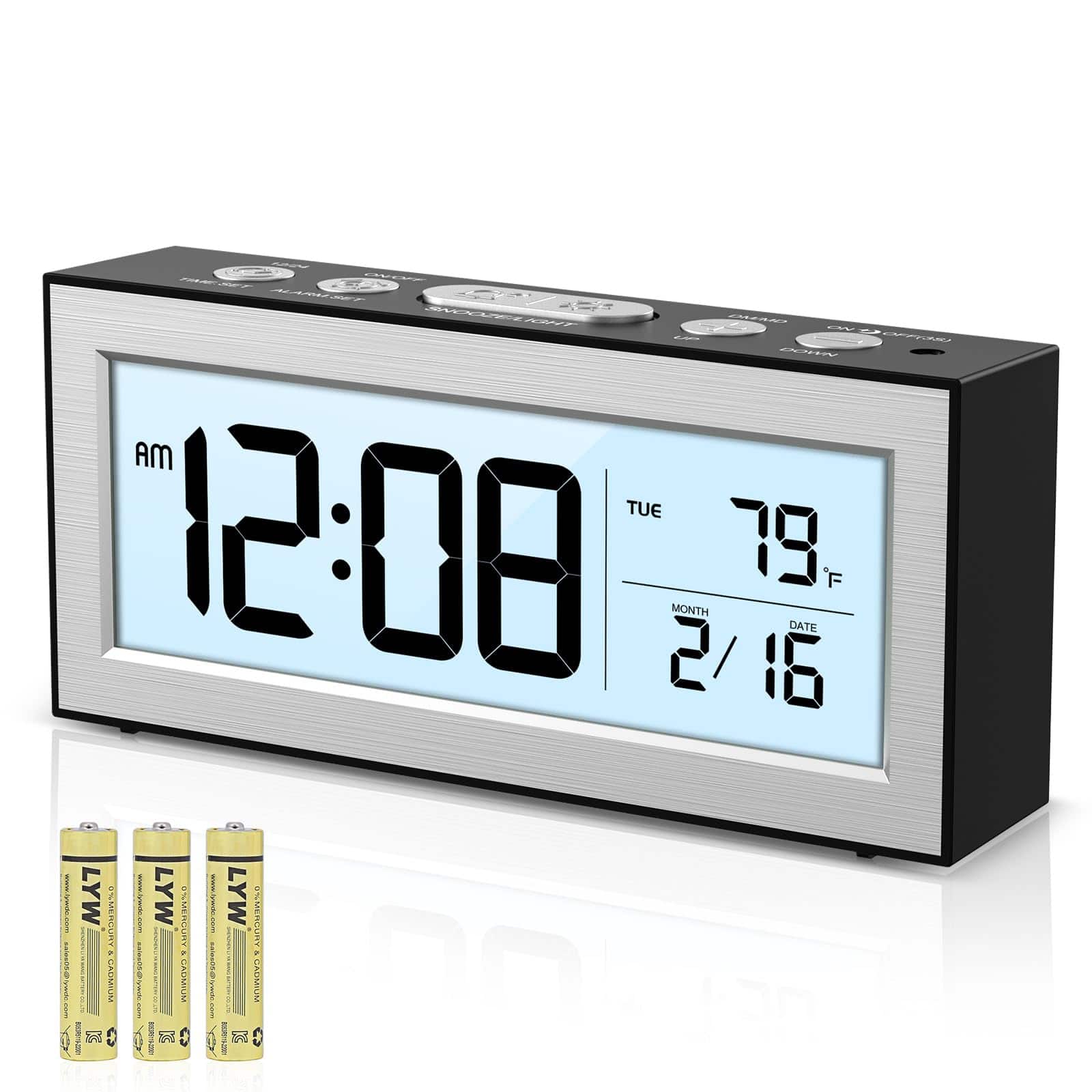 Dazzed Corner - Digital Alarm Clock with Snooze, Auto Dimming - Black