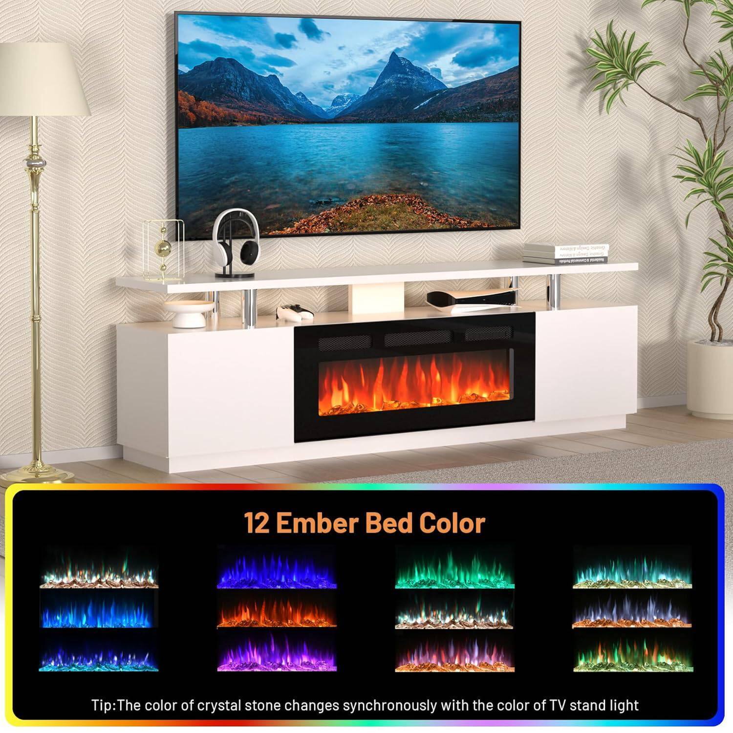 12 Ember Bed Color

Tip: The color of crystal stone changes synchronously with the color of TV stand light