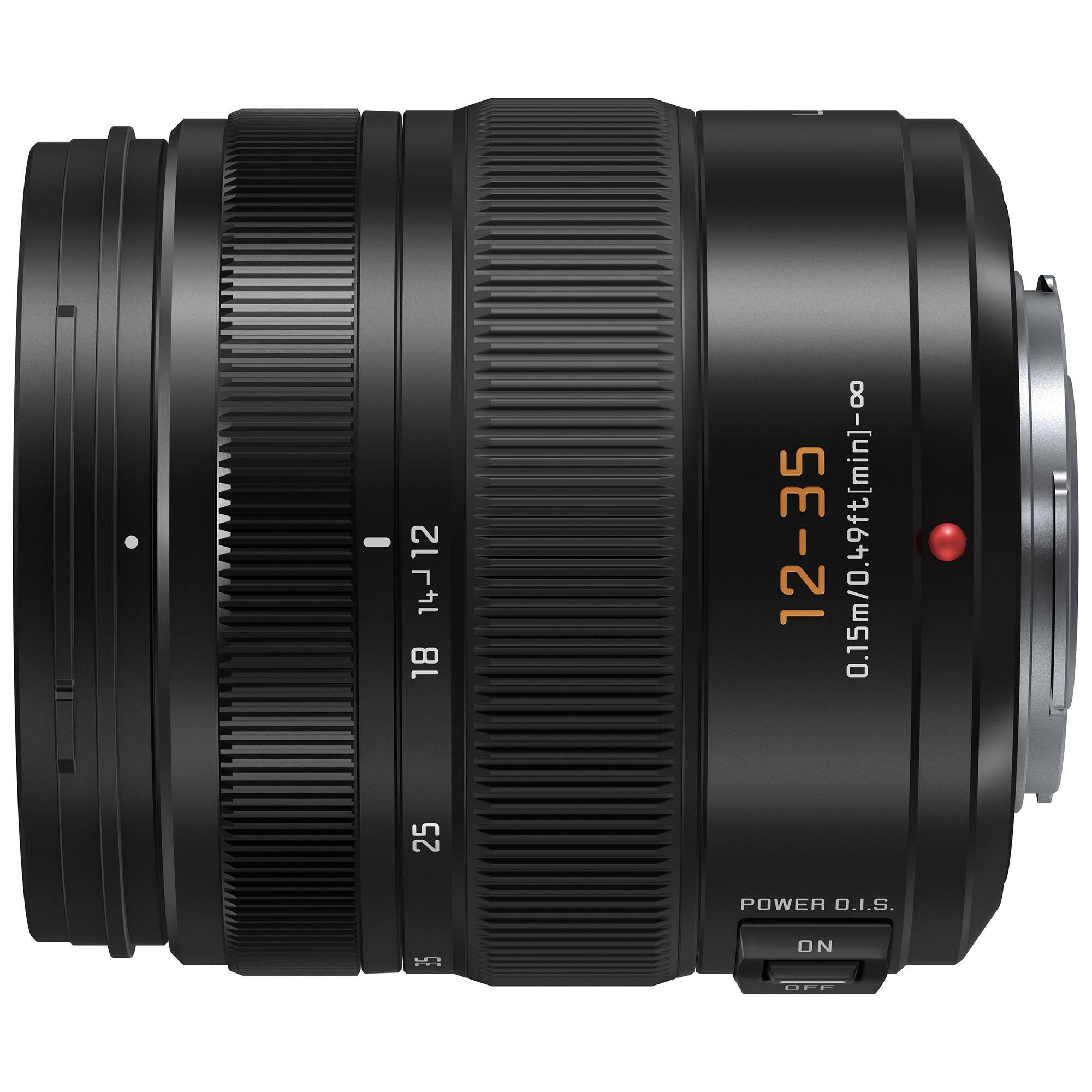 The text on the image reads: "12 18 25 12-35 0.15m/0.49ft[min]-oo POWER O.I.S. ON P."