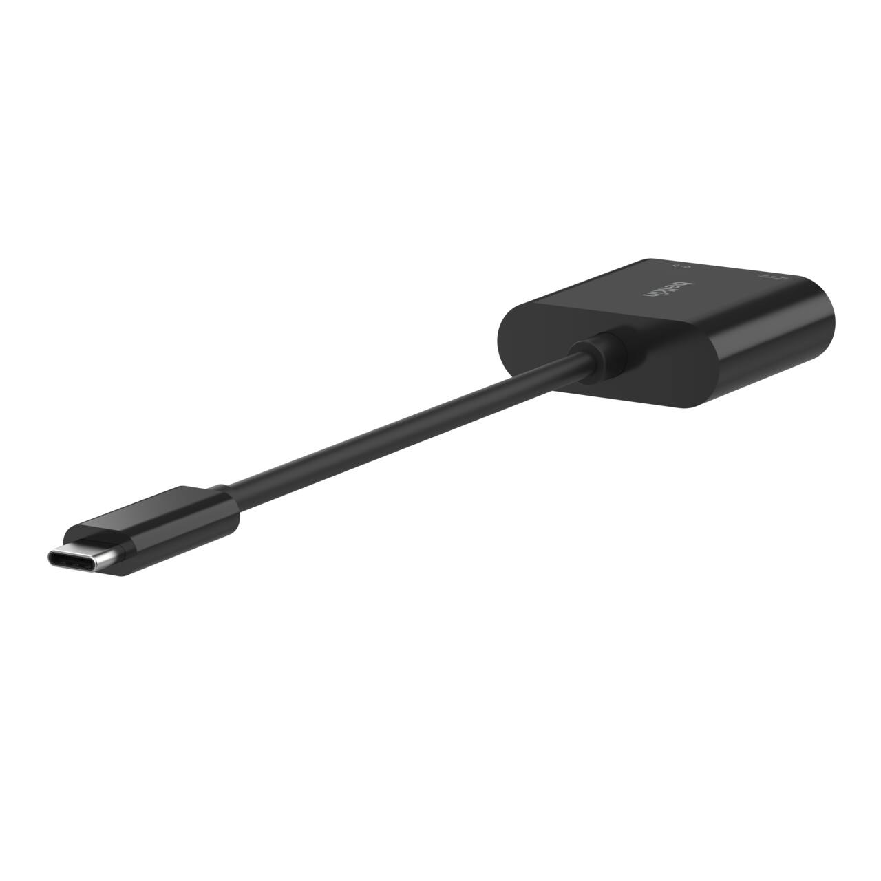 Left. Belkin - USB-C to Ethernet + Charge Adapter with gigabit Ethernet port and USB Power Delivery up to 100W - Black.