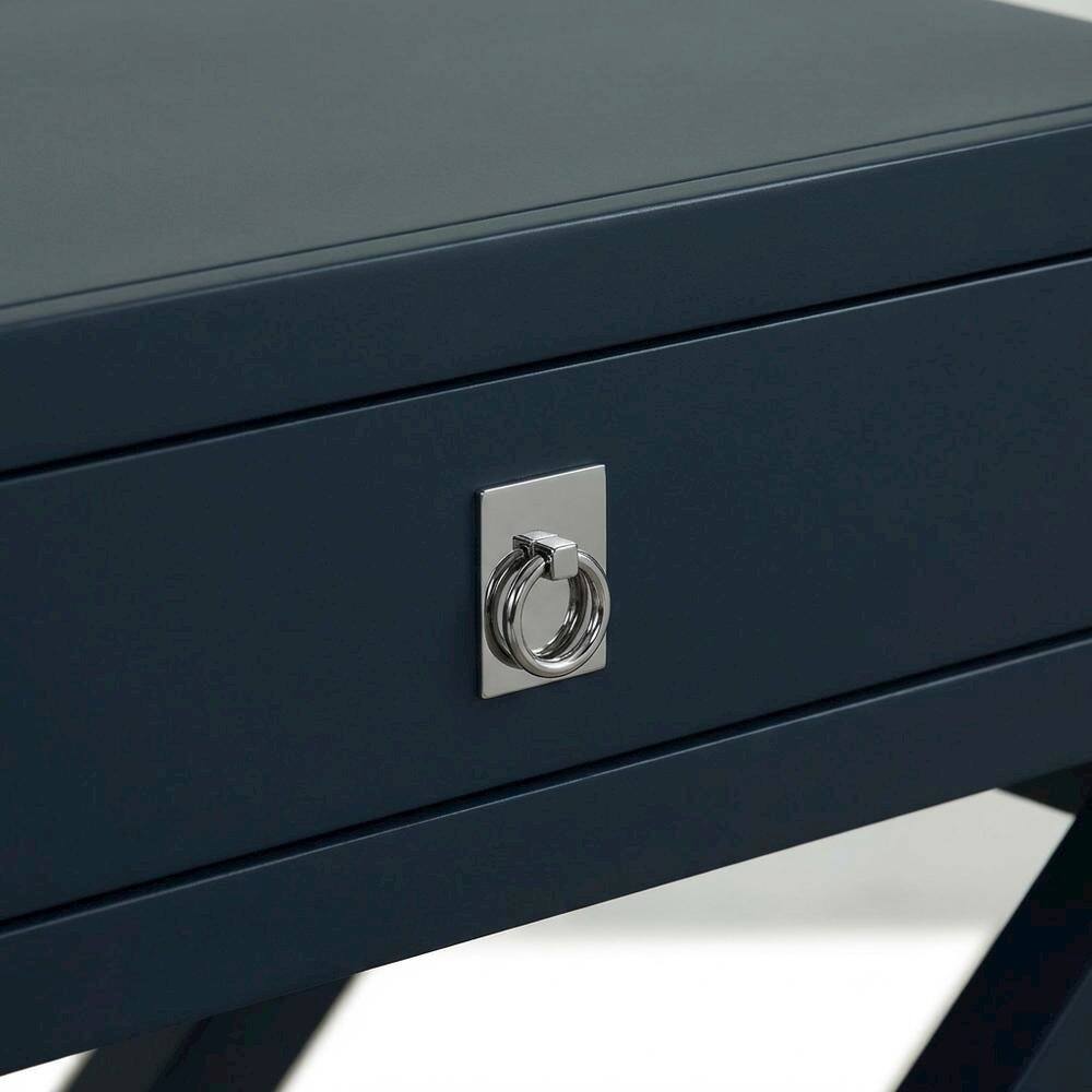 Back. FurniFact - Navy Blue Nightstand with Modern Design and Durable Construction - Brown.