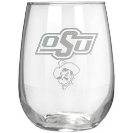 Great American Products - Oklahoma State Cowboys Etched 17oz. Rally Cry Stemless Wine Glass - Multicolor