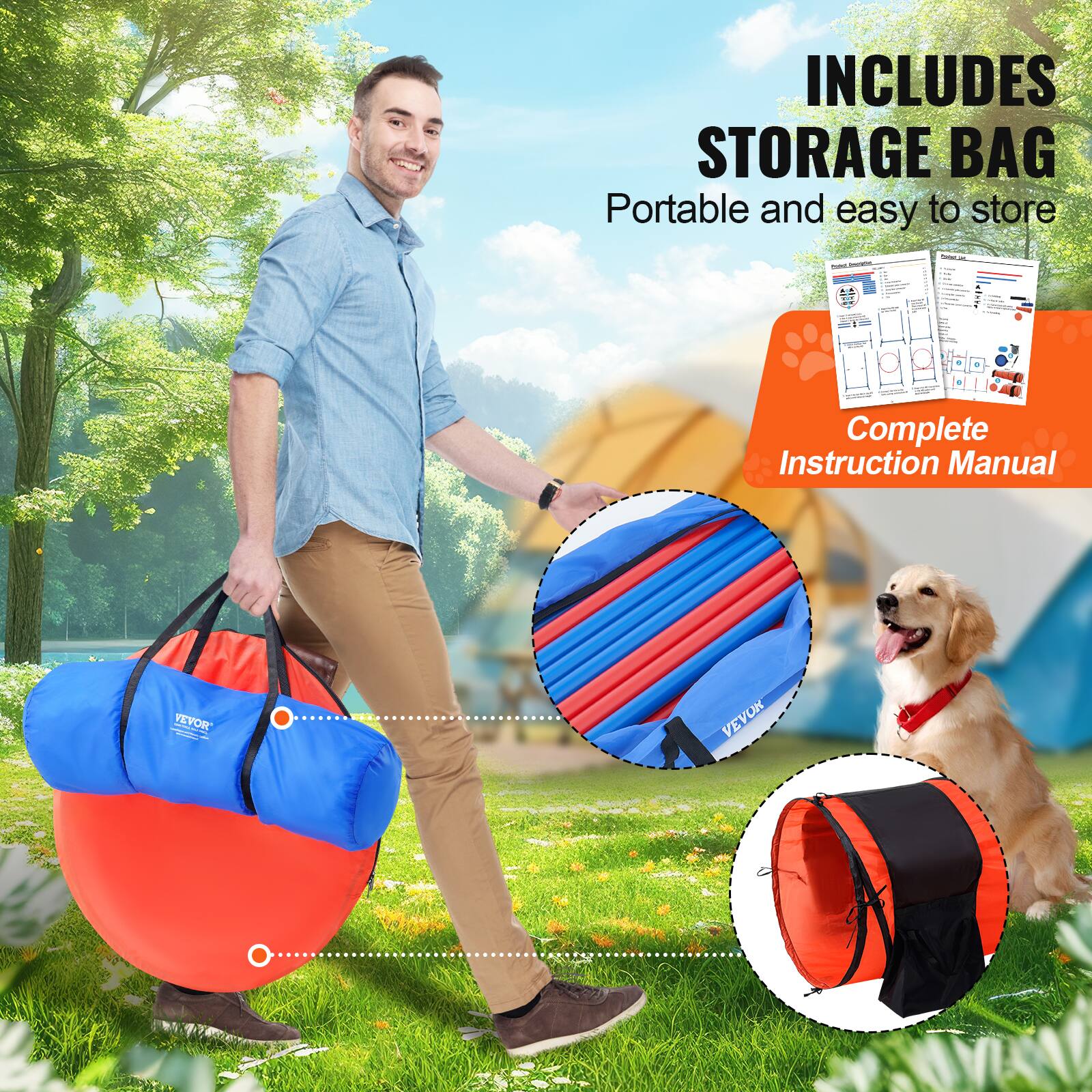 INCLUDES STORAGE BAG Portable and easy to store
Complete Instruction Manual