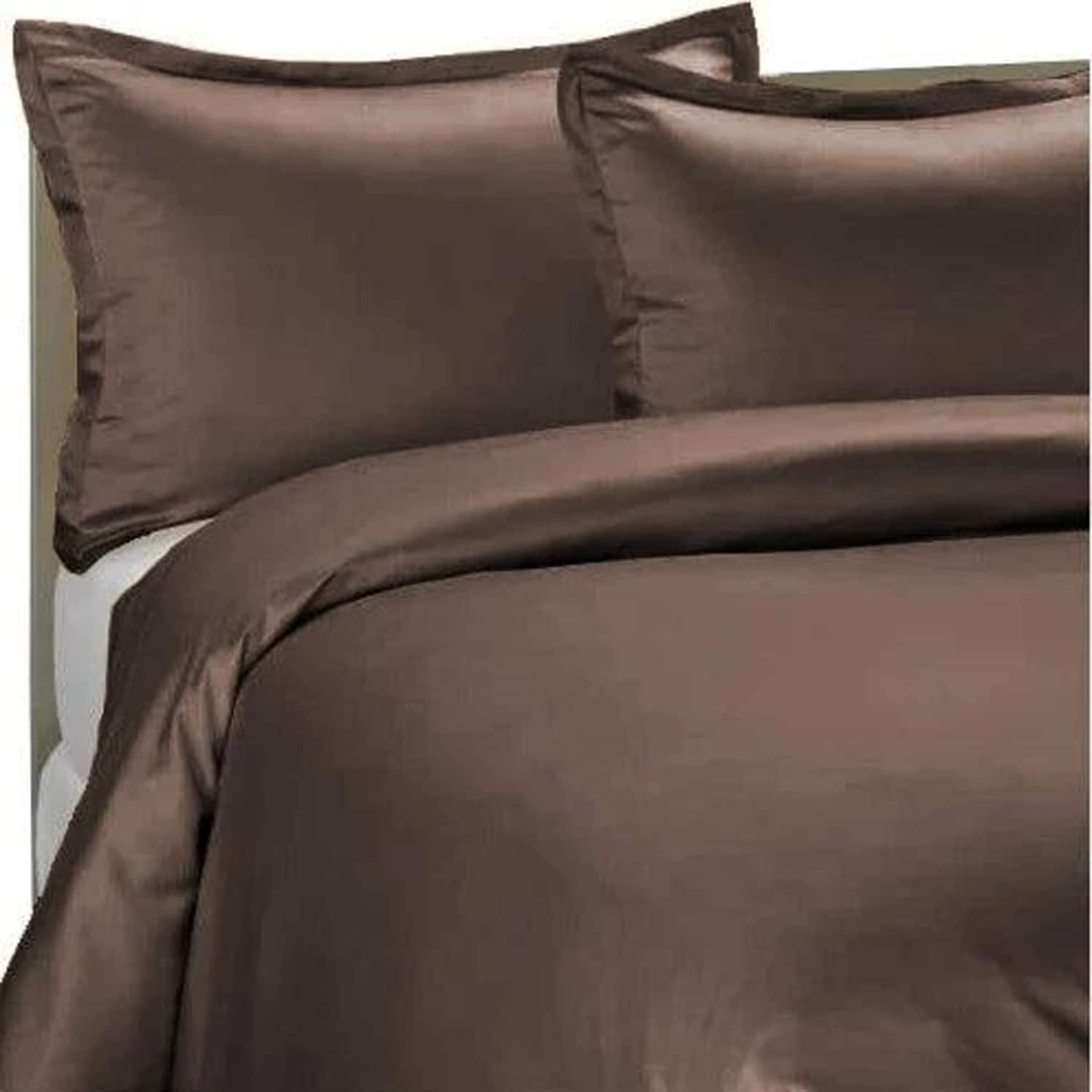 Home Collection - Brielle Home 100% Premium 250TC Modal Sateen Duvet Cover Set 108" x 98" and Two 20" x 26" Shams Set Full/Queen - Chocolate