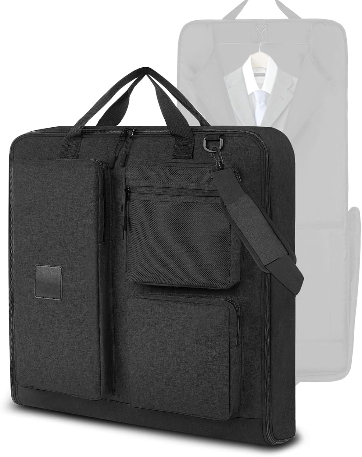 Wikistore - Garment Bag Travel Carry On Suit Bag Foldable with Shoulder Strap 45" - Black
