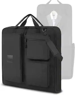 Wikistore - Garment Bag Travel Carry On Suit Bag Foldable with Shoulder Strap 45" - Black