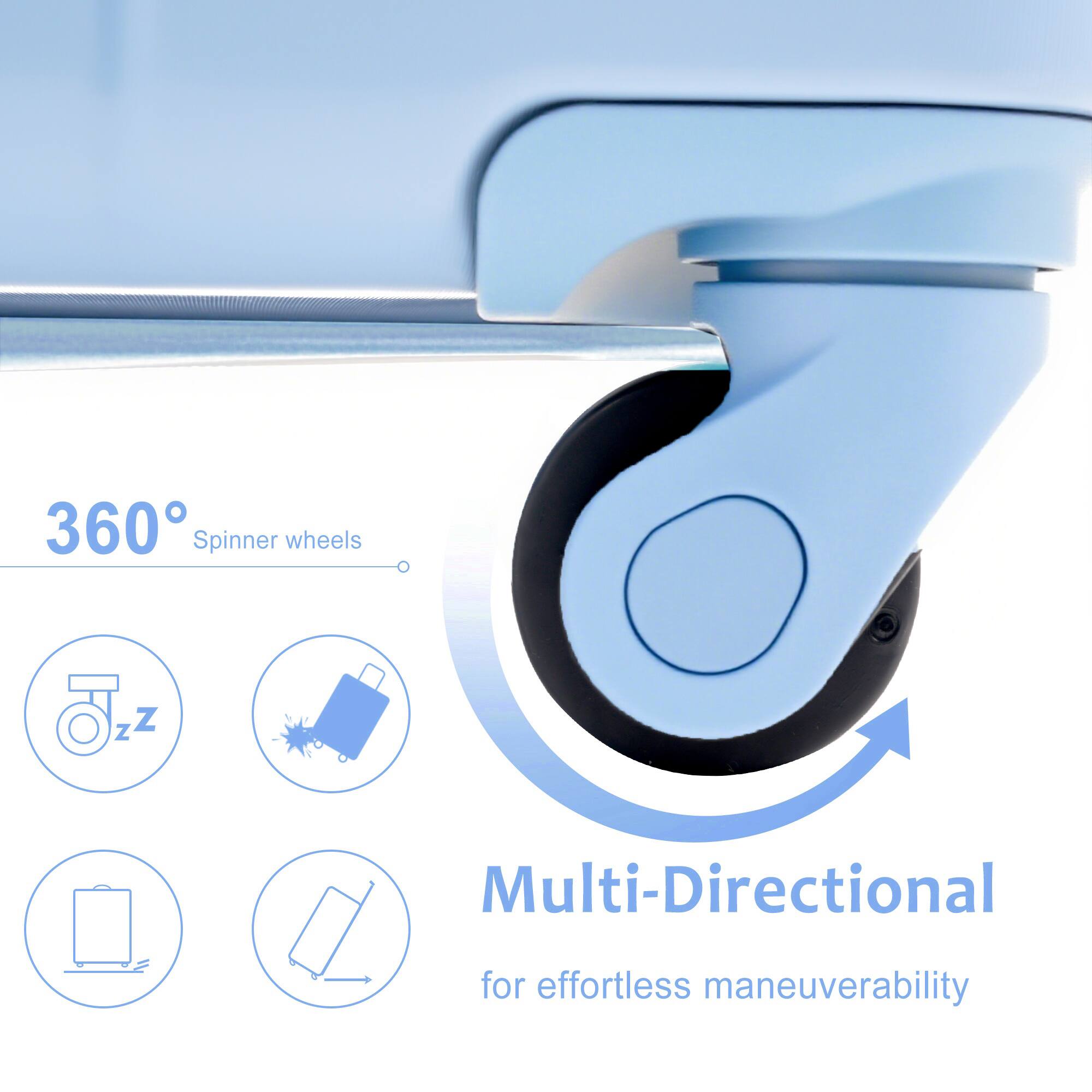 360° Spinner wheels

Multi-Directional for effortless maneuverability