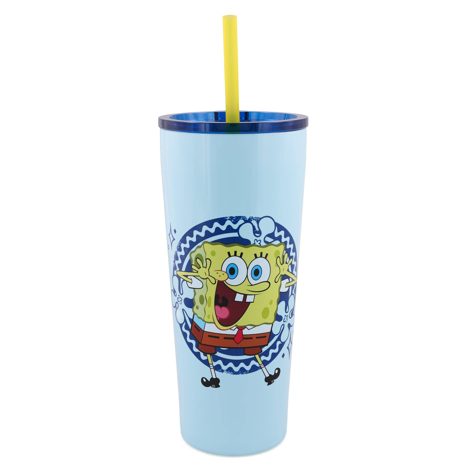 Alt View 1. Silver Buffalo - Nickelodeon Spongebob Squarepants 22-Ounce Stainless Steel Tumbler With Lid - Blue.
