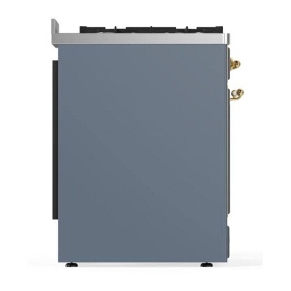 Alt View 6. ILVE - ILVE Majestic II Series  30 in. Dual Fuel Range with 5 Sealed Burners (Liquid Propane, Brass Trim) - Blue Grey.
