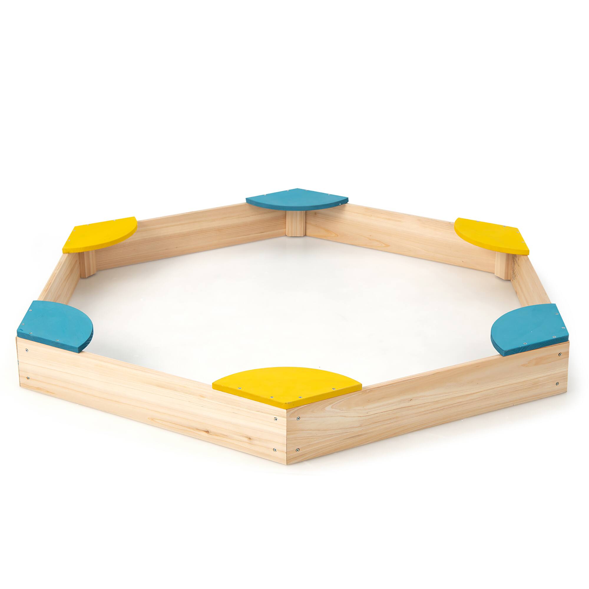 Alt View 9. Costway - Costway Outdoor Wooden Sandbox with Seats Backyard Bottomless Sandpit for Kids Aged 3+ - Multicolor.