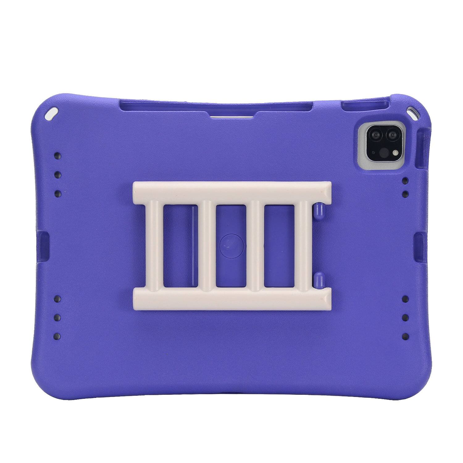 Back. Dteck - for Apple iPad Air (M4) 11" 2026/(M3) 2025/(M2) 2024 Rugged Case,Shockproof Heavy Duty EVA Cover with Rotating Stand - Purple.