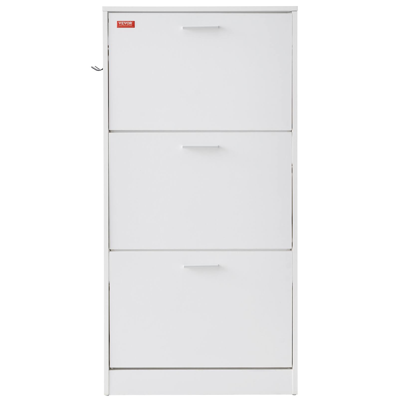 Alt View 5. VEVOR - Shoe Cabinet with 3 Flip Drawers, Shoe Storage Cabinet for Entryway, Free Standing Shoe Storage Organizer - White.