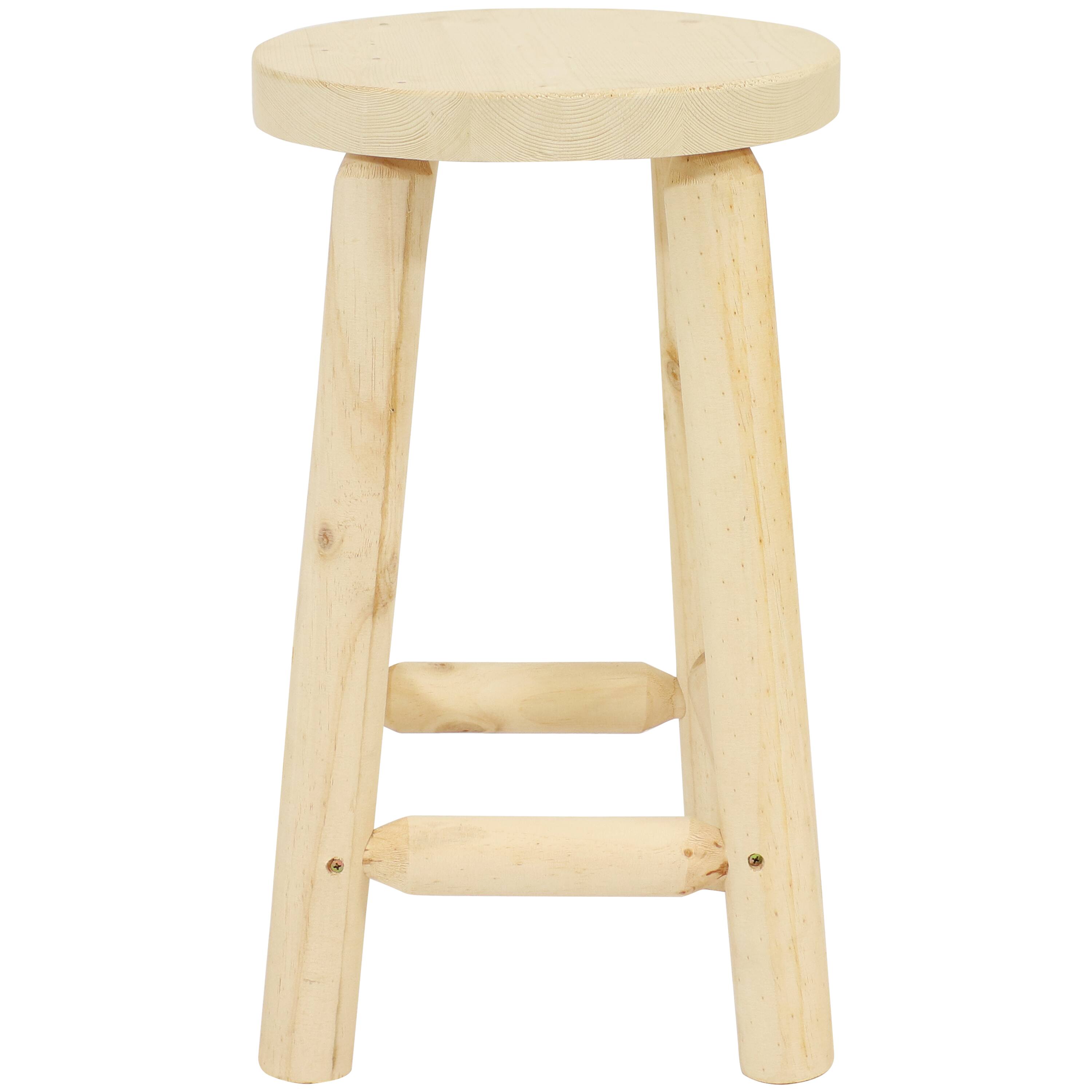 Alt View 6. Sunnydaze - Rustic Unfinished Fir Wood Indoor Backless Counter-Height Stool - Light Brown.