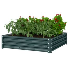 Outsunny - Galvanized Raised Garden Bed, 4' x 4' x 1' Metal Planter Box, for Growing Vegetables, Flowers, Herbs, Succulents - Green