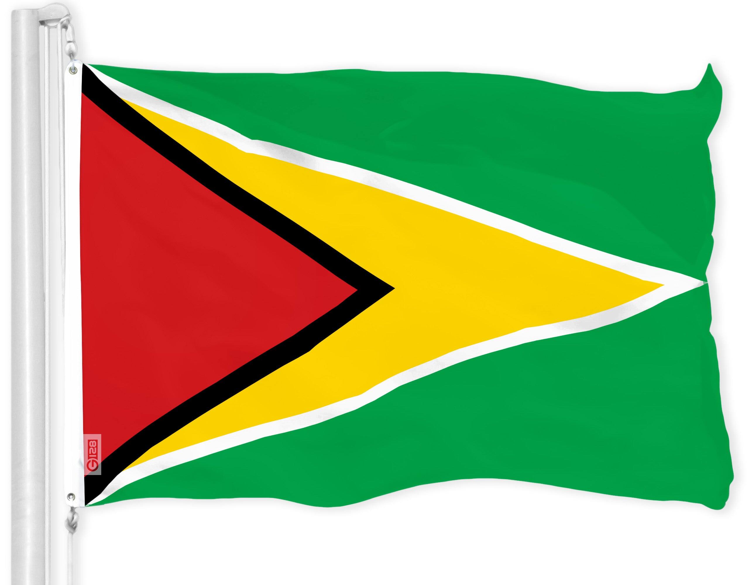 G128 - Guyana Flag 3x5 ft - 150D Polyester, Brass Grommets, Indoor/Outdoor - Assorted Colors