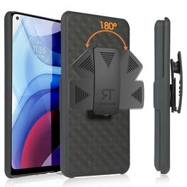 RomeTech - Shell Holster Combo Case for Motorola Moto G Stylus (2021) - Black