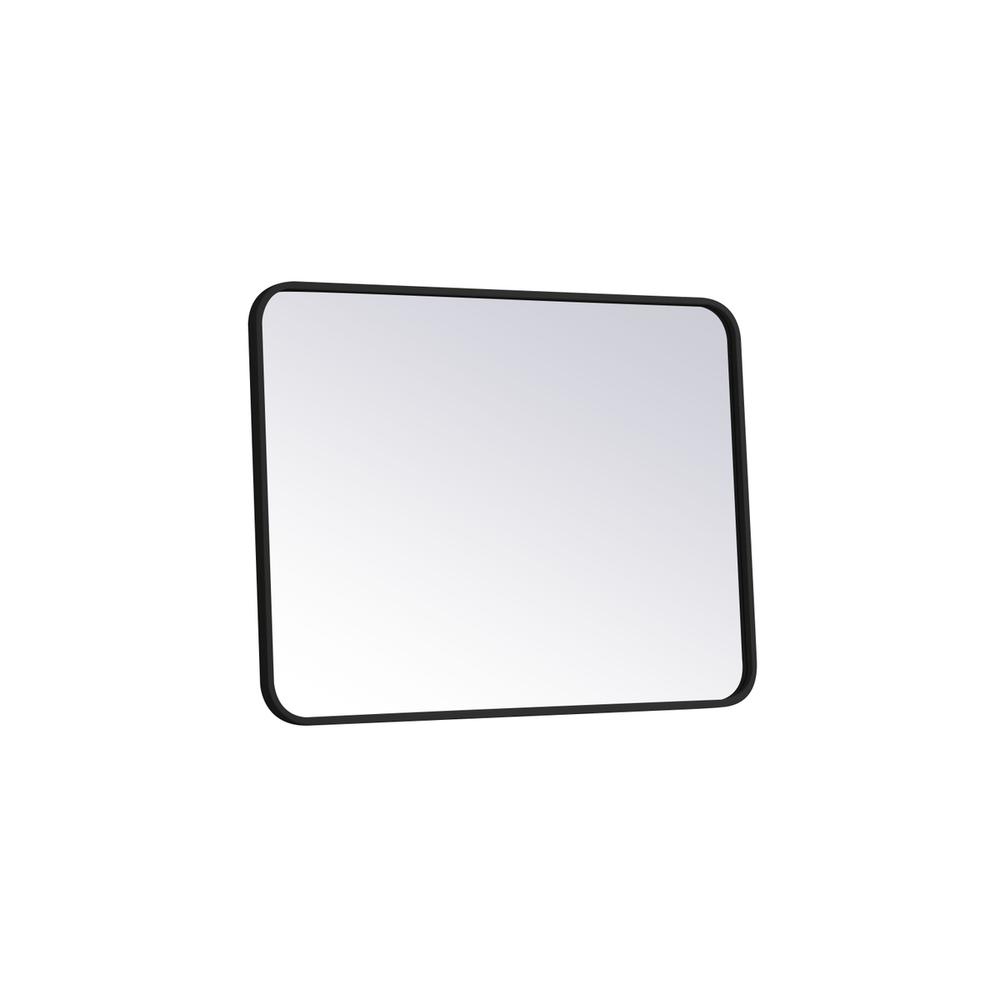 Left. Elegant Decor - Soft corner metal rectangular mirror 24x32 inch in black - Black.