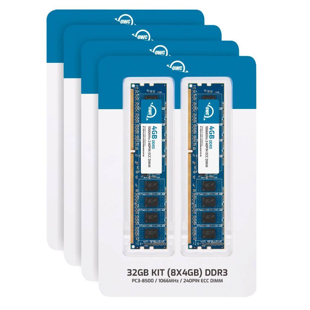 OWC  
4GB 240PIN ODD3 ECC DIMM  
1066MHz  
32GB KIT (8X4GB) DDR3  
PC3-8500 / 1066MHz  
240PIN ECC DIMM