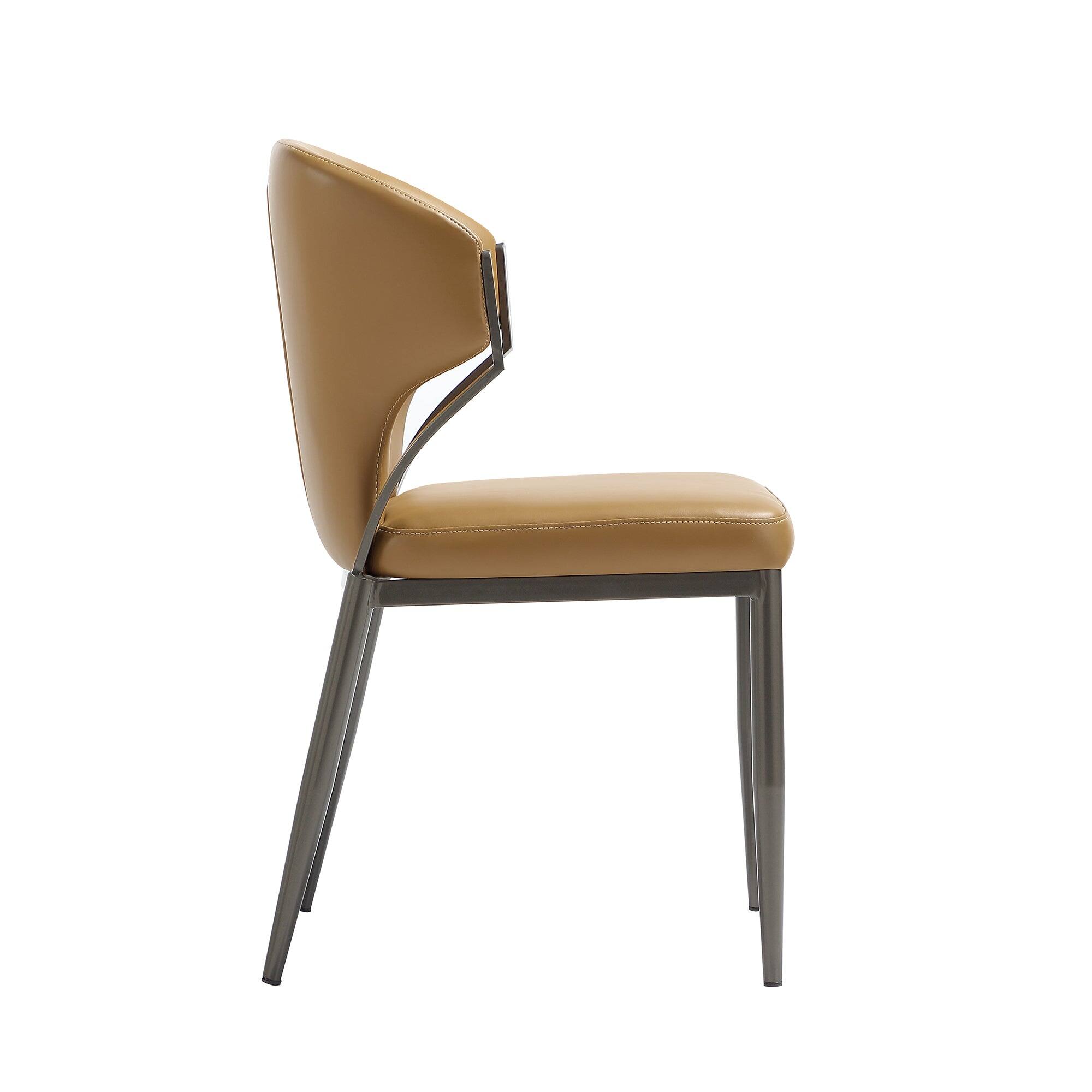 Alt View 3. Manhattan Comfort - Kirsten Modern Metal Vegan Leather Dining Chair - Set of 2 - Camel.