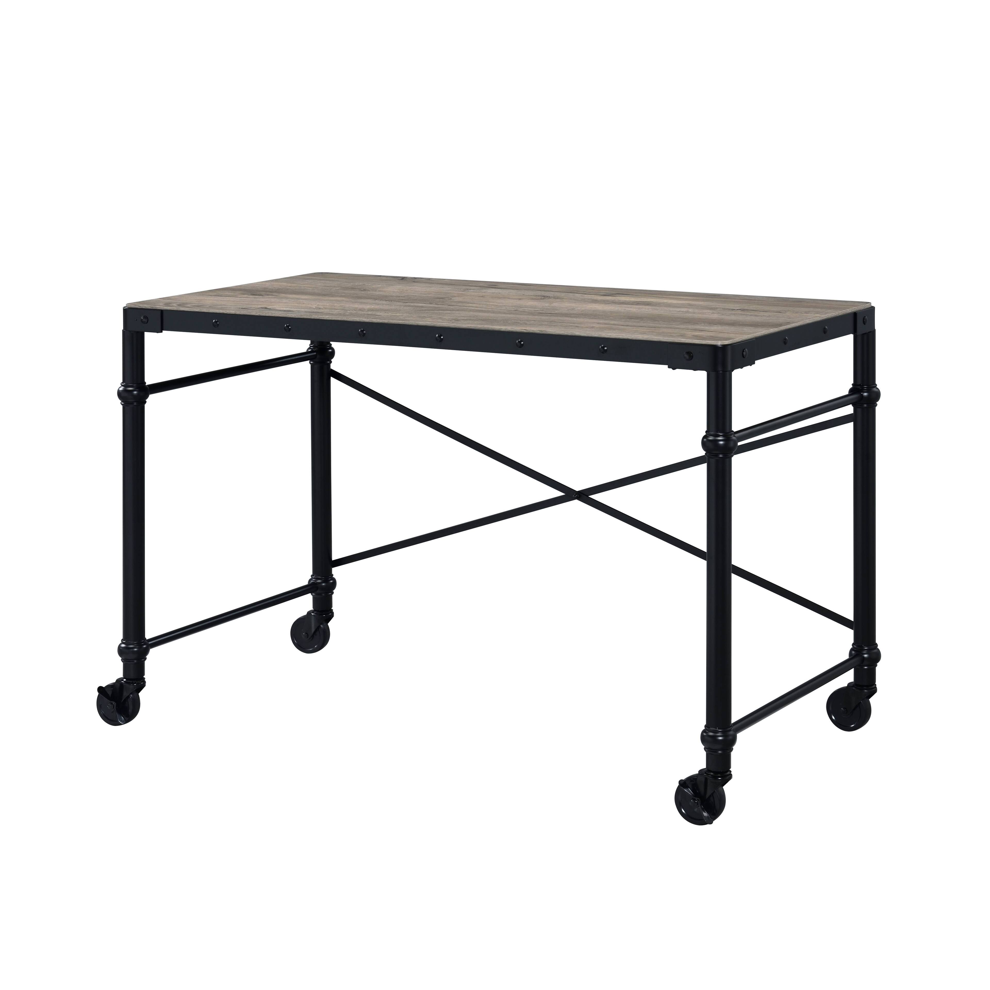 Left. TinyHomie - Oklarth Rustic Oak and Black Finish Writing Desk - Black and Oak.