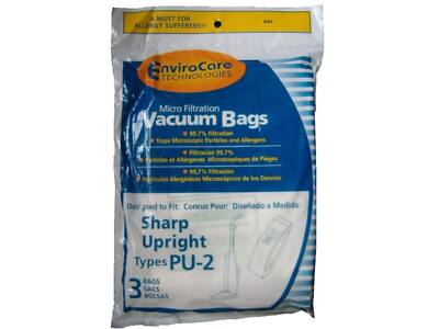 A MUST FOR ALLERGY SUFFERERS!

EnviroCare TECHNOLOGIES Micro Filtration Vacuum Bags

99.7% Filtration Traps Microscopic Particles and Allergens

Filtración 99.7% Filtres et Allergenes Microscopiques de Plages

99.7% Filtración Partículas Alergénicas Microscópicas de los Desvios

Designed to Fit: Concus Pour: Diseñado a Medida:

Sharp Upright Types PU-2

3 BAGS SACS BOLSAS