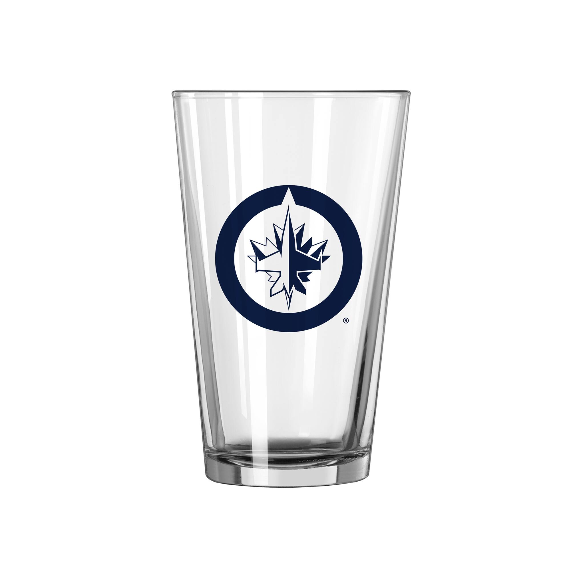Alt View 1. Logo Brands - Winnipeg Jets 16oz. Team Wordmark Game Day Pint Glass - Multicolor.