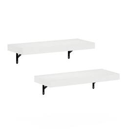 Furinno - Tanna 22-Inch Wall Mounted Floating Display Shelves, Set of 2 - White Texture