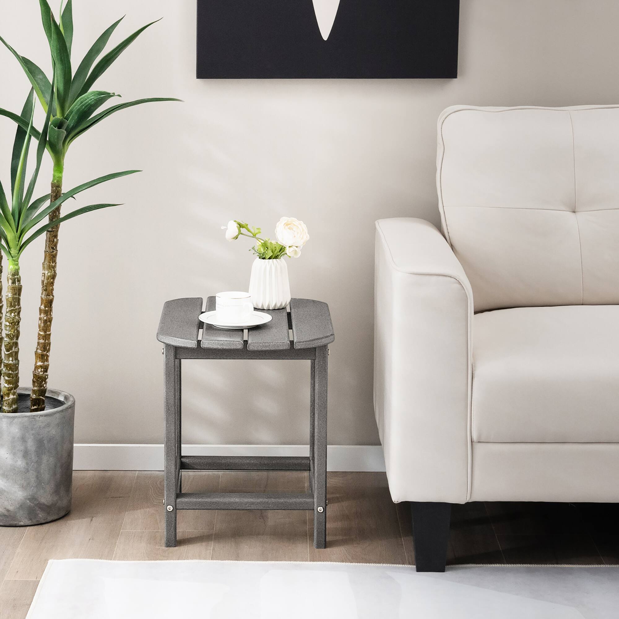 Alt View 4. Costway - 18" Patio Adirondack Side Table Weather Resistant HDPE Garden - Gray.