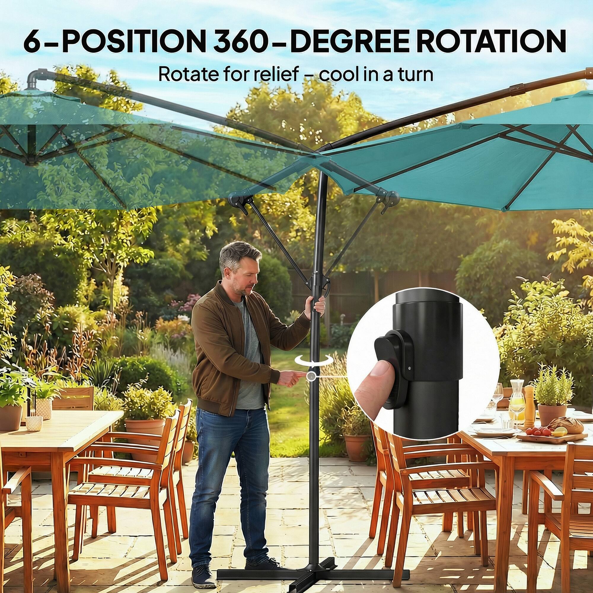 6-POSITION 360-DEGREE ROTATION  
Rotate for relief - cool in a turn