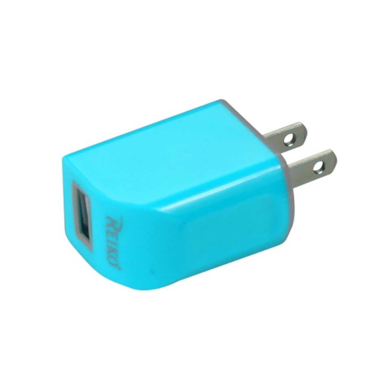 Reiko - Micro Usb 1 Amp Portable Micro Travel Adapter Charger With Cable In - Blue