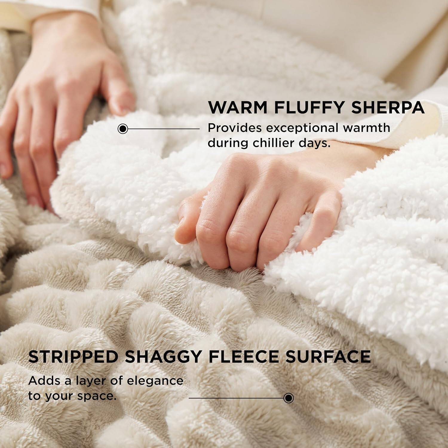 Left. blue - Paaaawaters Sherpa Throw Blanket for Couch - Super Soft, Cozy Fleece Thick Warm Blanket for Winter - color:03-Grey+size:Twin(60"x80").
